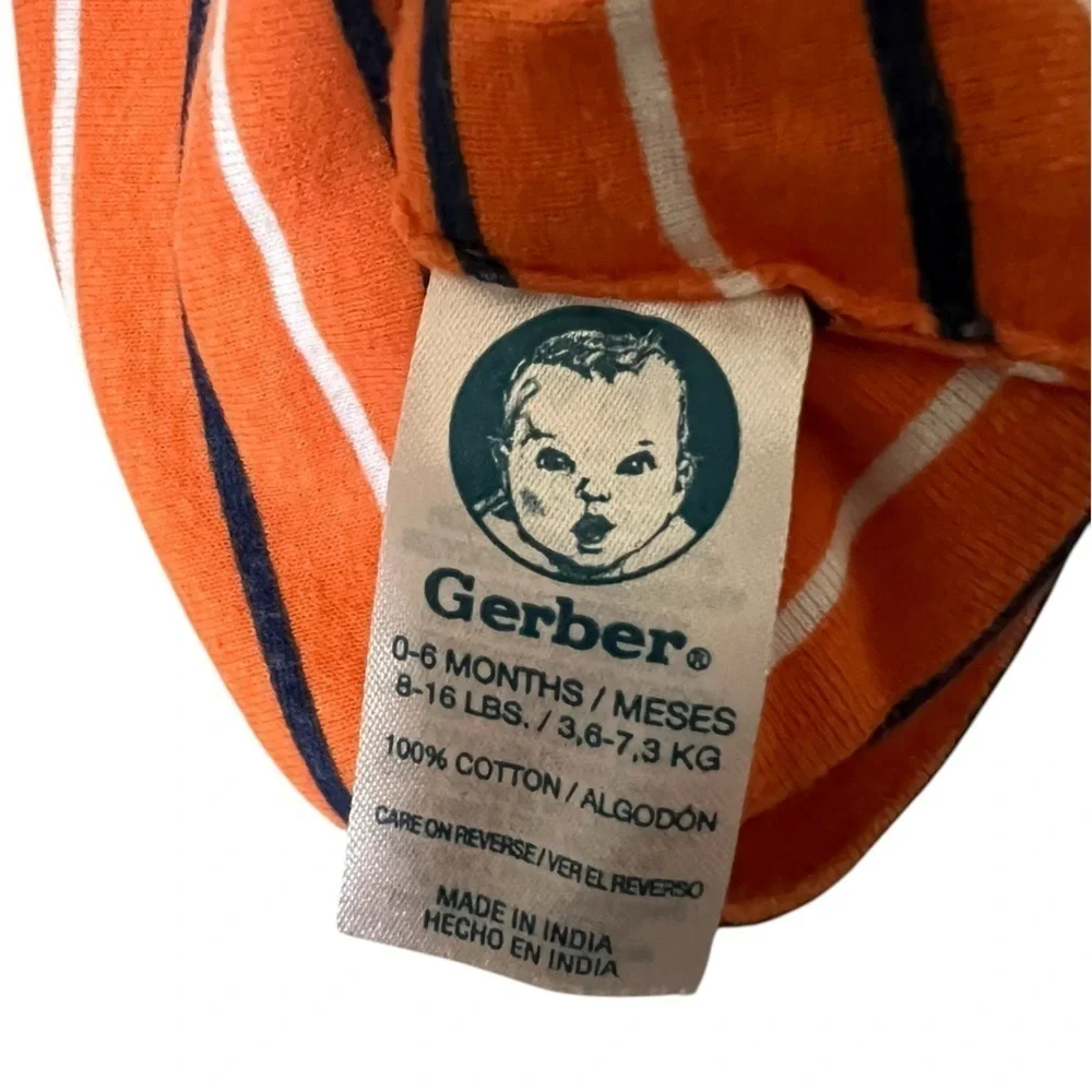 2 hats - Striped Orange and Gray baby Beanie 0-6 months and 6-9 months
